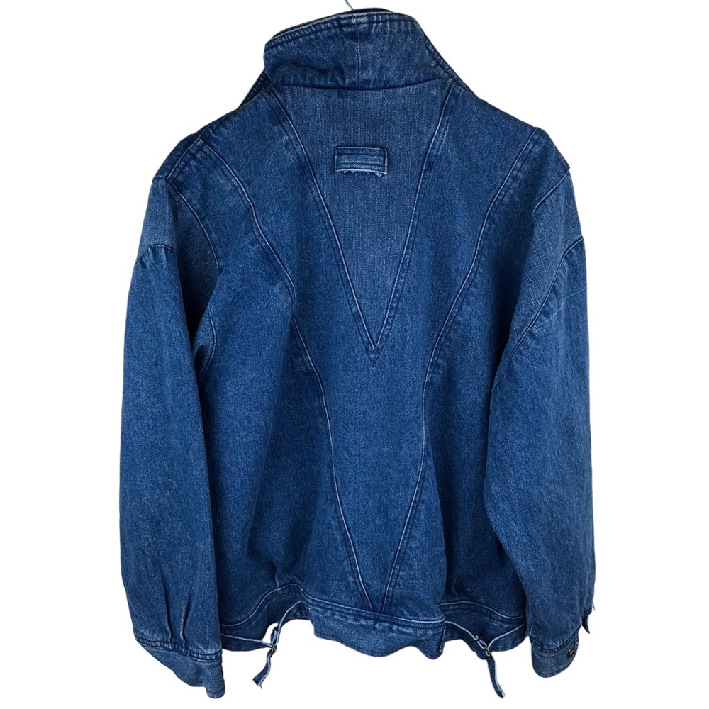 Women's Blue Denim Bomber Jacket - Vintage Style - Picture 4 of 9